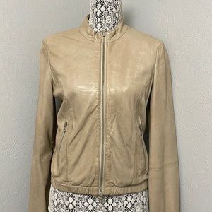 BCGG Distressed Beige Leather Jacket